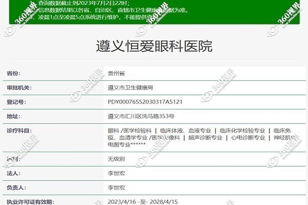 遵义恒爱眼科医院注册信息