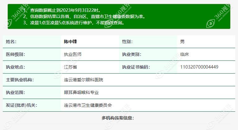 连云港陈中峰医生资质