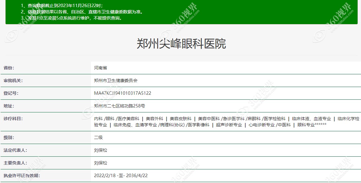 郑州尖峰眼科医院资质www.360tulou.com