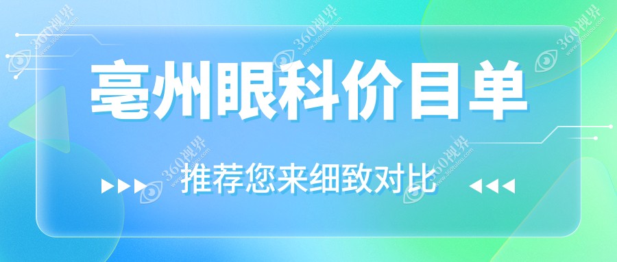 亳州眼科医院收费表(含亳州//眼科收费)