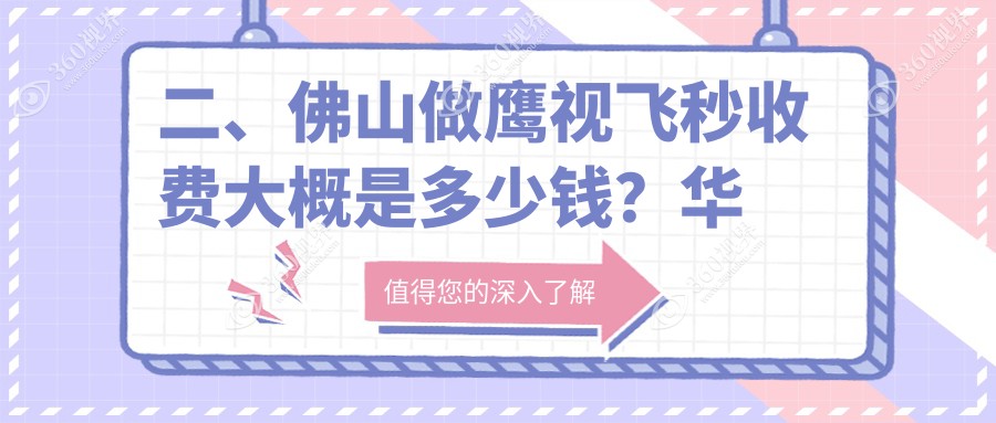 二、佛山做鹰视飞秒收费大概是多少钱？华厦眼科13668/雅科眼科诊所有限公司医视诊所12959/希玛13889