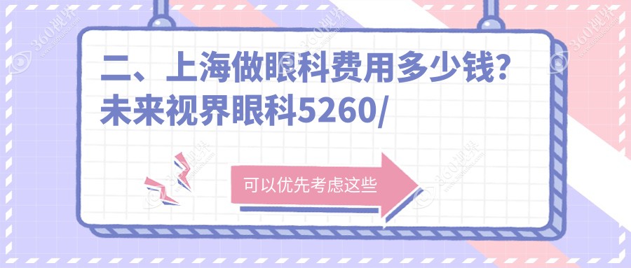 二、上海做眼科费用多少钱？未来视界眼科5260/爱尔5768/星晨儿童医院4750