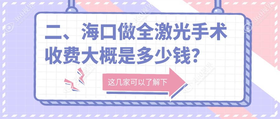 二、海口做全激光手术收费大概是多少钱？康伟17188、12559、14099