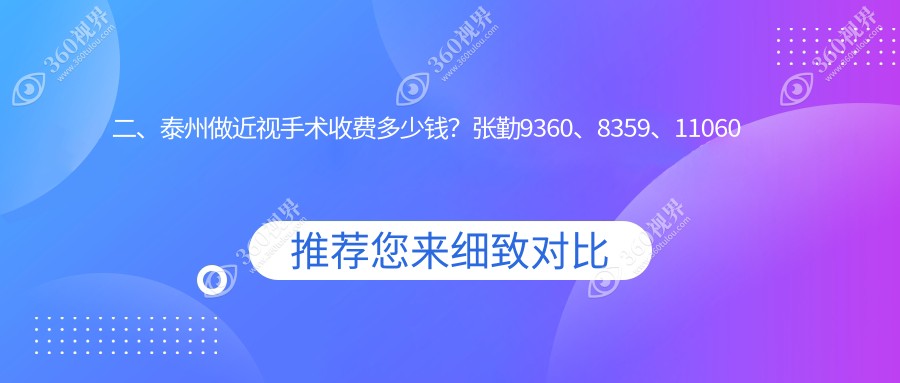 二、泰州做近视手术收费多少钱？张勤9360、8359、11060