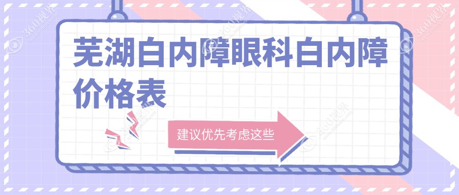 芜湖白内障眼科白内障价格表