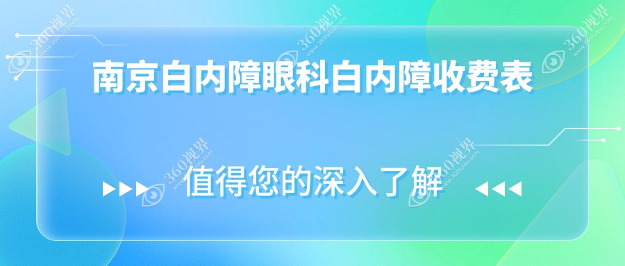 南京白内障眼科白内障收费表
