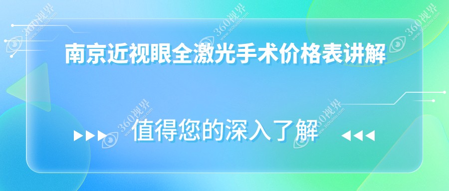 南京近视眼全激光手术费用揭秘：smart千频13800元，半飞秒12800元，晶体植入28000元起