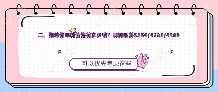 二、潍坊做眼科价格花多少钱?明润眼科5550/4798/4289