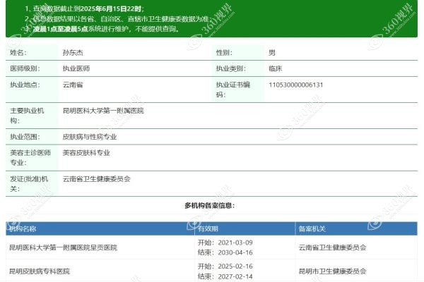 云南皮肤病专科医院孙东杰医生