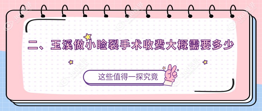 二、玉溪做小睑裂手术收费大概需要多少钱？艾维4698、4750、4950